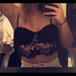Black Lace Crop Top
